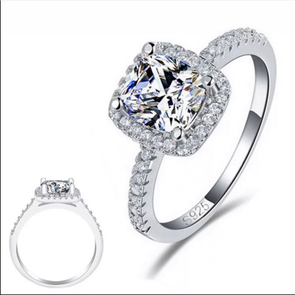 NEW 925 SILVER DIAMOND CUSHION CUT RING - Picture 7 of 7